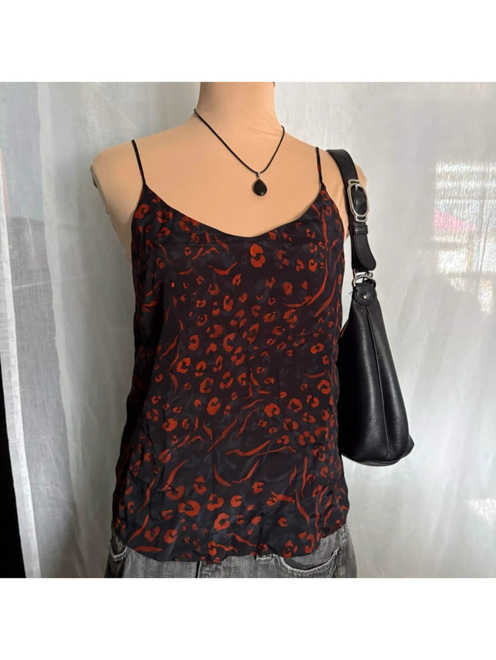 cheetah print silk top